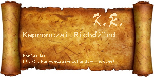 Kapronczai Richárd névjegykártya