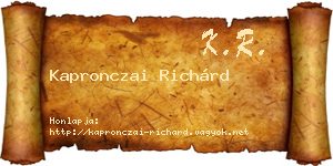 Kapronczai Richárd névjegykártya